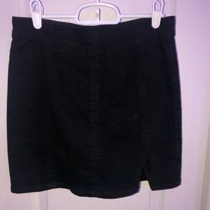 Black Felt Mini Skirt with Slit